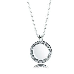 Sparkling Pandora Locket Necklace Sapphire Crystal Glass & Clear Cubic Zirconia